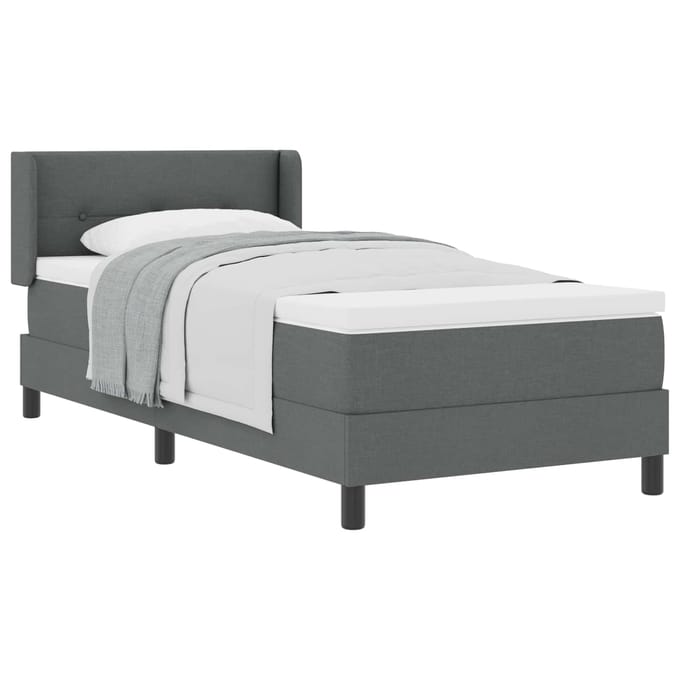 vidaXL - Boxspring - bed - met - hoofdeinde - Donkergrijs - 200 - x - 80 - cm - Stof