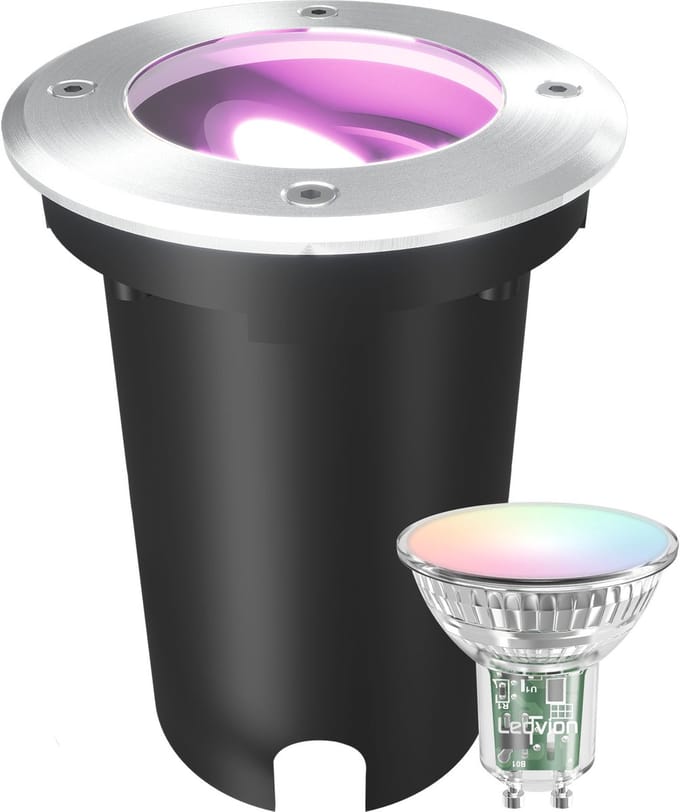 Ledvion LED Grondspot Vierkant GU10 3W 230V 6500K Koel wit IP67