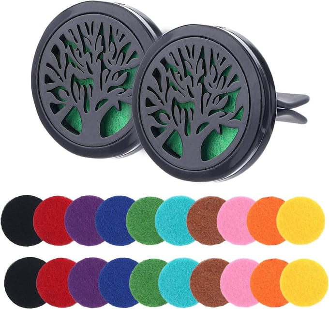 Aromatherapie Diffuser voor Auto - 2 Stuks met 20 Vervangkernen, Ideaal voor Interieur en Kantoorgebruik