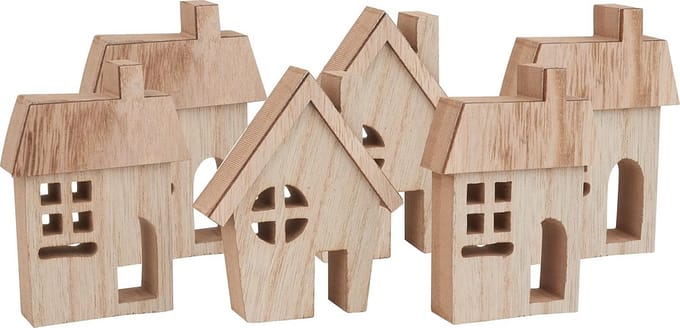 Set van 6 mini-huissilhouetten voor kerstdecoratie