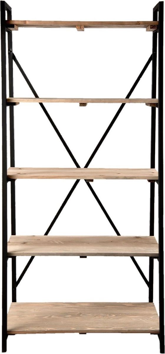 Clayre & Eef Boekenrek 90x47x191 cm Zwart Hout