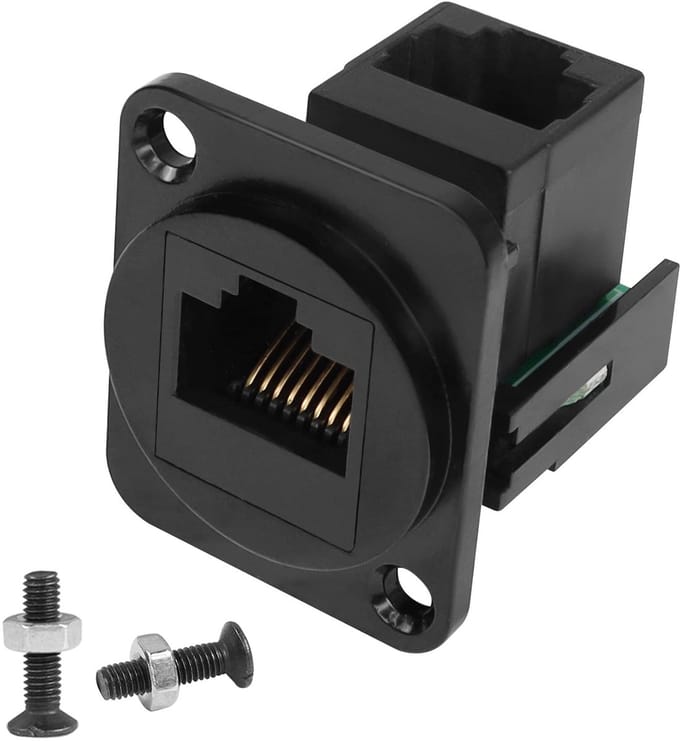 QIANRENON RJ45 90° Curved Panel Mount Adapter CAT5E/CAT5 Ethernet