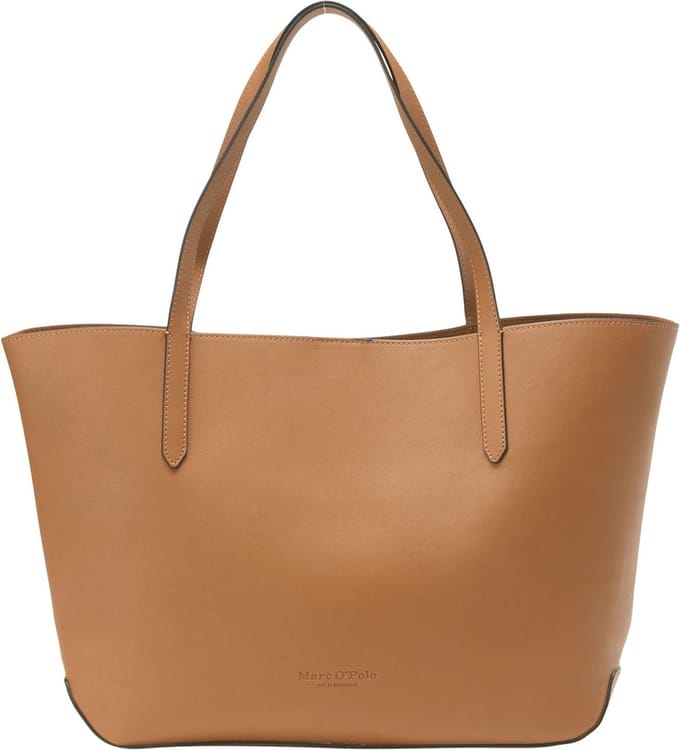 Marc O'Polo Leren Schoudertas Tana Shopper True Camel Lichtbruin