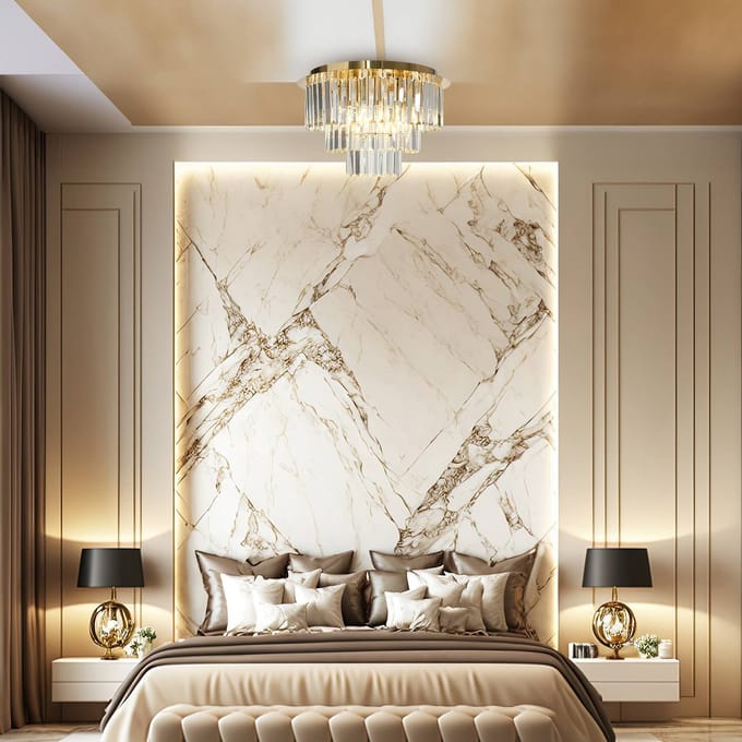Milagro Lighting Plafondlamp Milano, Ø 45 cm, goud/kristal, glas, 6 x E14