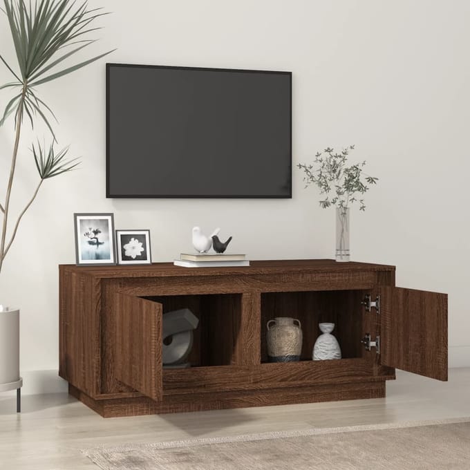 vidaXL - Salontafel - 102x50x44 - cm - bewerkt - hout - bruin - eikenkleur