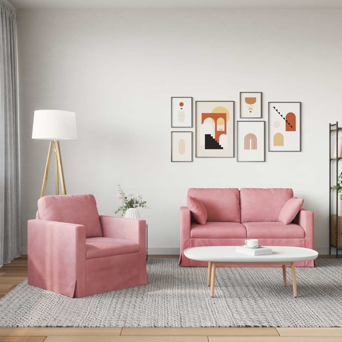 vidaXL Bankstel 2 pcs Roze 138 x 78 x 80 cm Fluweel