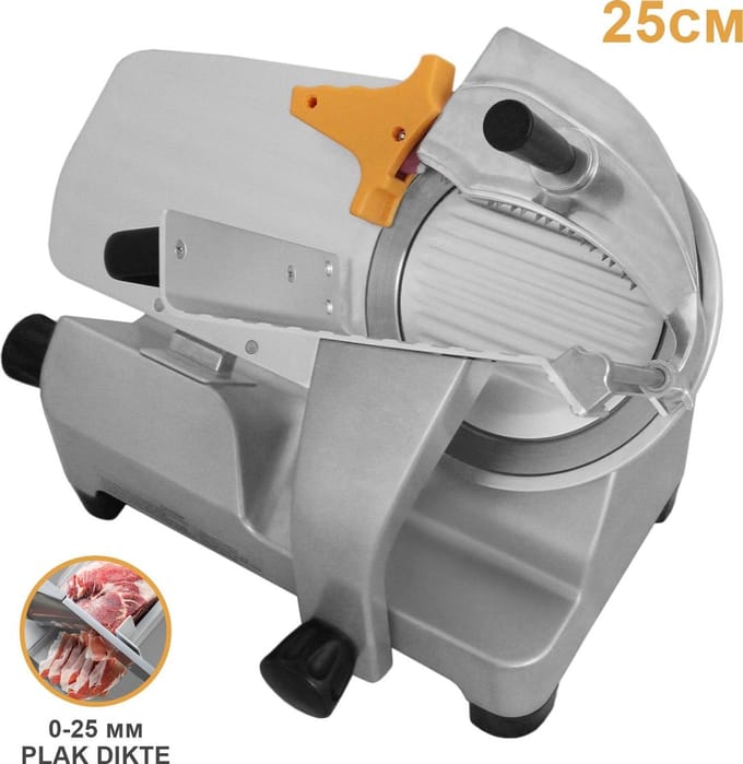 Vleessnijmachine - zilver - 25 cm - instelbare plakdikte 1-25 mm