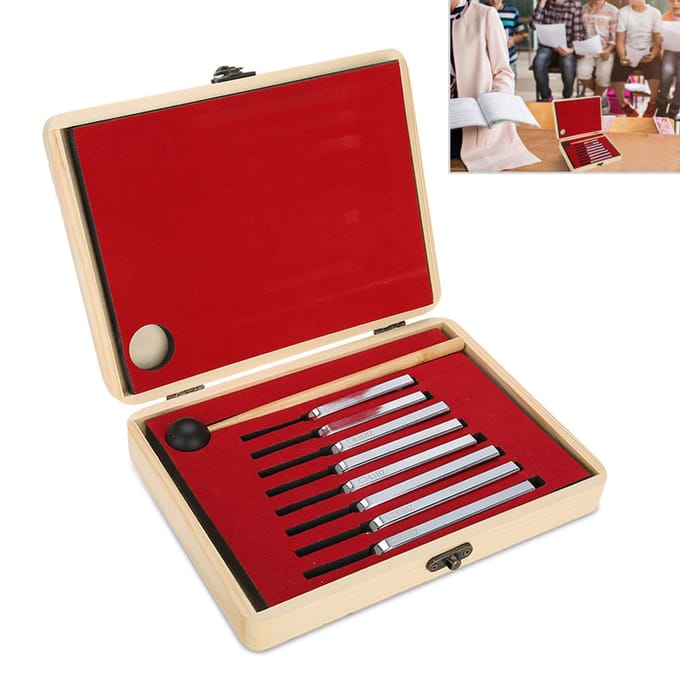 Stalen stemvork instrumenten stemmen vibratie gezondheidstherapie gereedschapsset beige