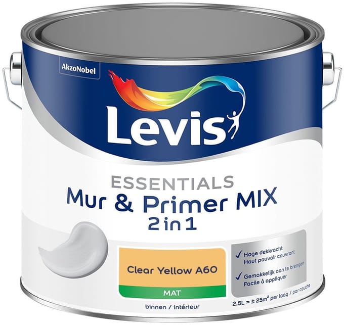 Levis - Essentials Mur & Primer Mix - Clear Yellow A60 - Mengverf - 2,5 L