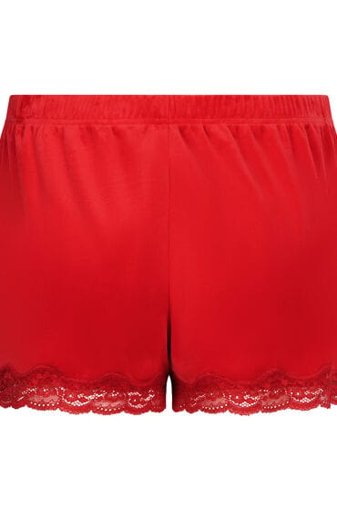Hunkemöller Dames Nachtmode Short Velours Kant - Rood - maat M
