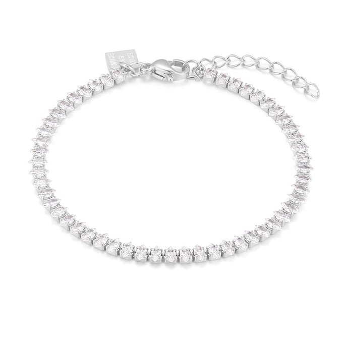 Twice As Nice Armband in edelstaal, ellipsen, steentjes 16cm+3cm
