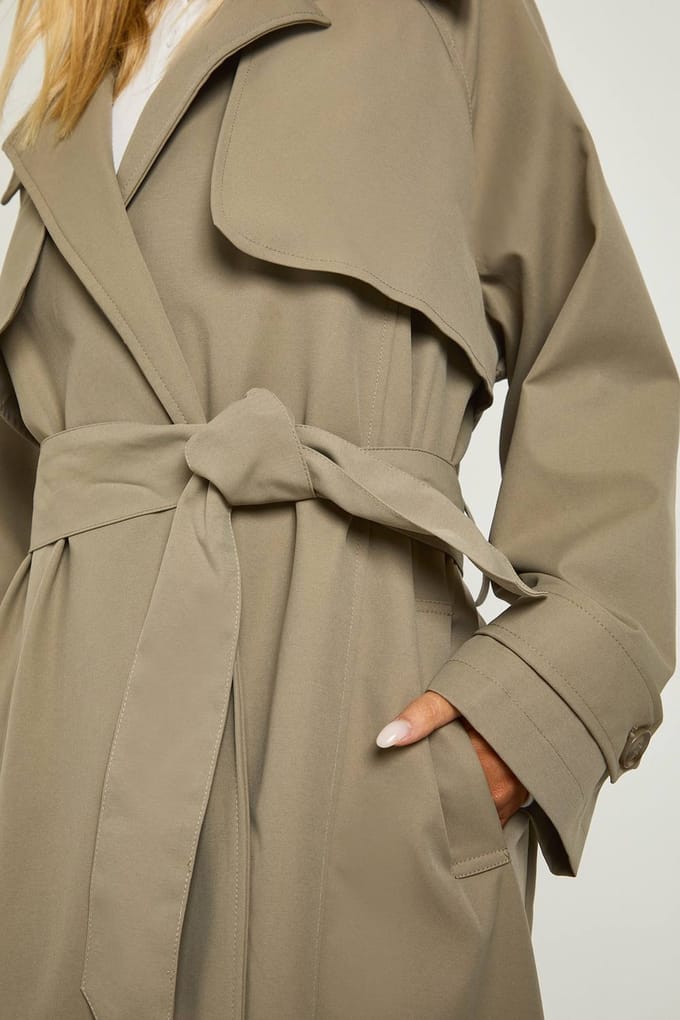 boohoo Dames Maxi trenchcoat met ceintuur | Grijs | Maat: 40