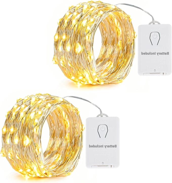 Set van 2 Stuks 6 Meter 60 LED Sfeerverlichting op Batterij met 8 Modi en Timer voor Kerst, Feest en Bruiloft Decoratie