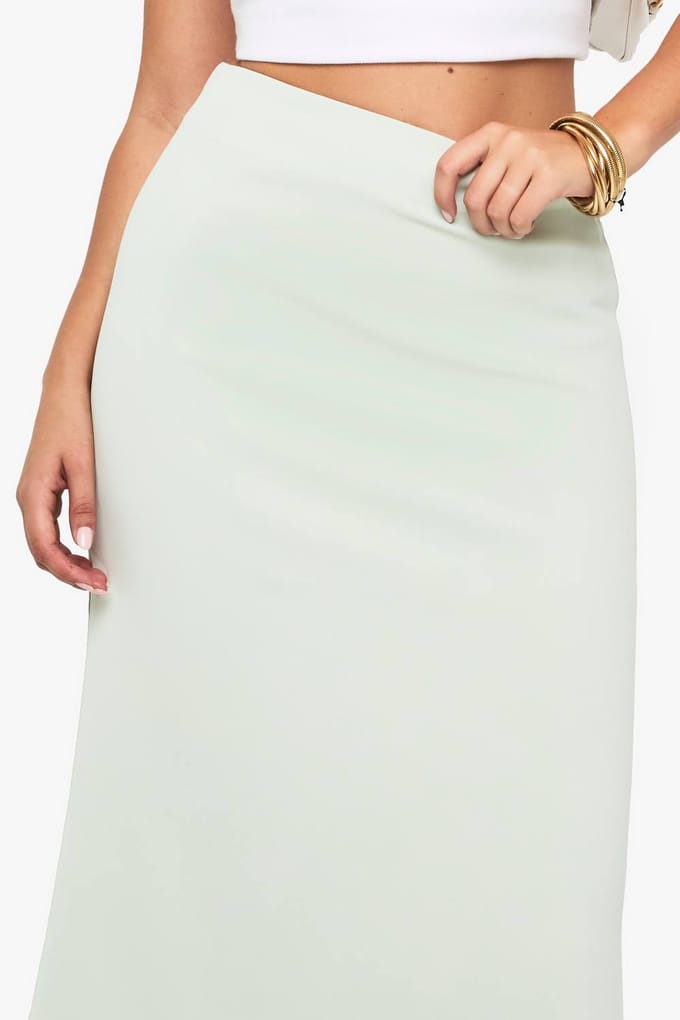 boohoo Dames Geweven Slip Maxi Rok | Sage | Maat: 12