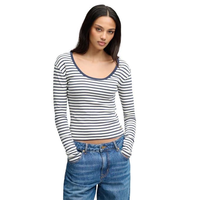 Dames-T-shirt met lange mouwen Superdry Athletic Essentials stripe