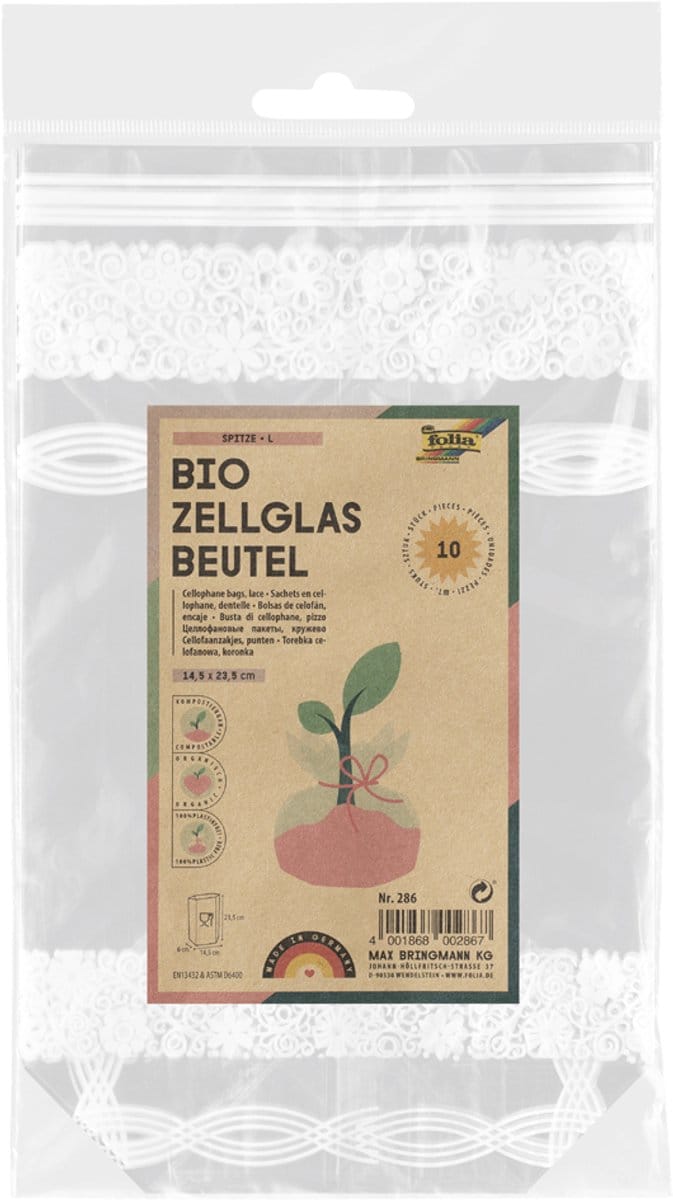 folia cellofaanzak piekdruk, maat: (B)180 x (H)300 mm