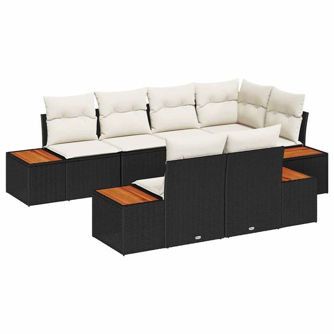 vidaXL Tuin Sofa Set 7 st Zwart poly rattan