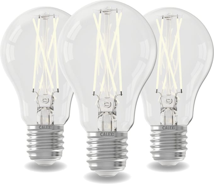 Calex - Set van 3 Stuks - Functionele LED Lamp - E27 Fitting - 4W - Warm Wit Licht (2700K) - 360° Lichtverdeling - Dag- en Nacht Sensor