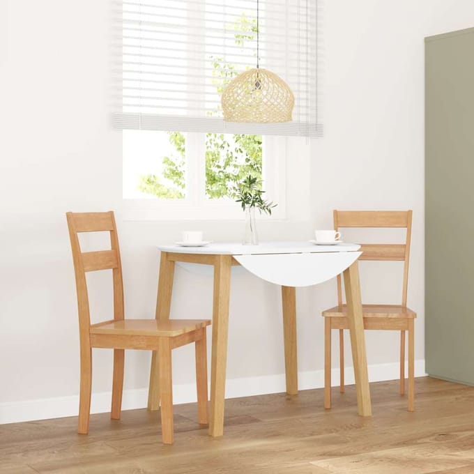 vidaXL - Eetkamerstoelen - 2 - st - massief - hout - naturel - rubber