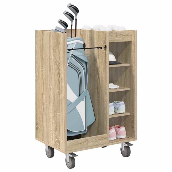 vidaXL Golfkast met wiel Effen Sonoma Eiken 65 x 45 x 98 cm