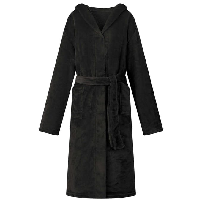 vidaXL Badjas Hoodie Zwart S Flanel