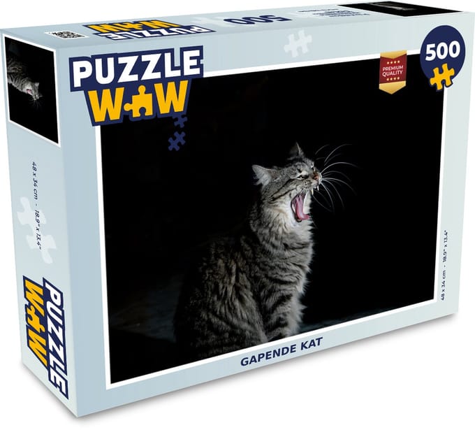 Puzzel Gapende kat - Legpuzzel - Puzzel 500 stukjes