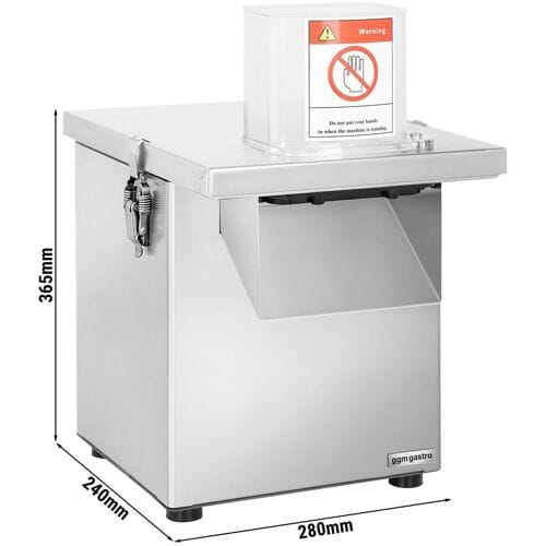 GGM Gastro Elektrischer Gemüseschneider - 200 Watt - inkl. 4mm Schneidescheibe & 5 Würfelgitter
