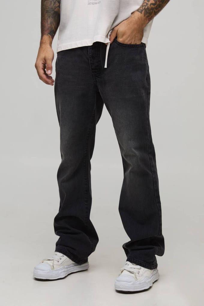 Slim Fit Uitlopende Gewassen Jeans | Washed Black | Size 36R