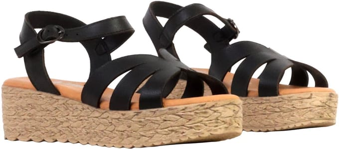 Alénoa leren sandalen met sleehak