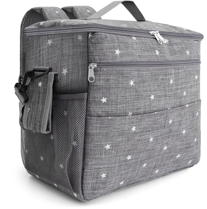 Multifunctionele draagbare babytas, dubbele schoudertas voor kinderwagen/ophangtas - grijs