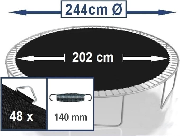 Springmat voor trampoline 244 cm geschikt voor 48 veren van 14 cm lengte