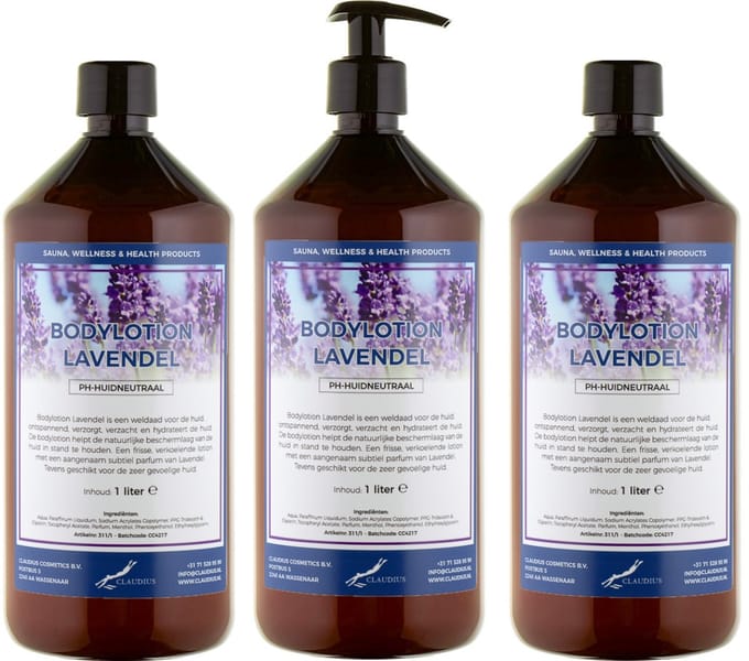 Bodylotion Lavendel 1 Liter - met gratis pomp - set van 3 stuks