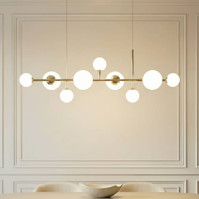 ALDEX Hanglamp Dione, opaal/goud, 9-lamps