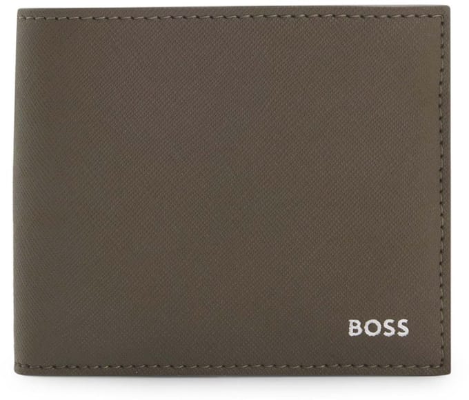 BOSS Leren kaarthoes Zair 8 CC Card Case Open Green kaki