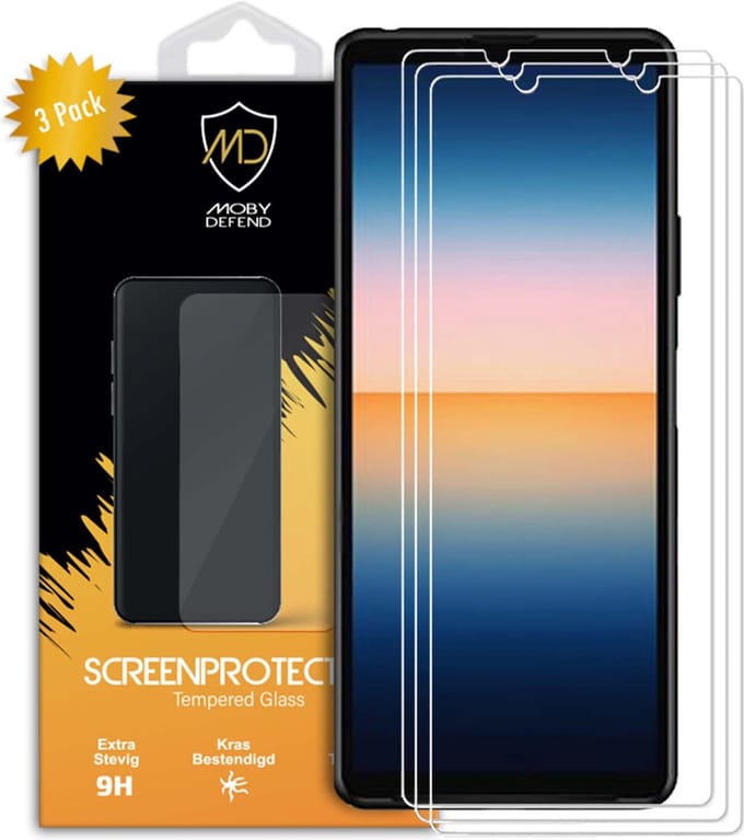 3-Pack MobyDefend Screenprotectors - Geschikt voor Sony Xperia 10 III - Case-Friendly Screensaver - Gehard Glas