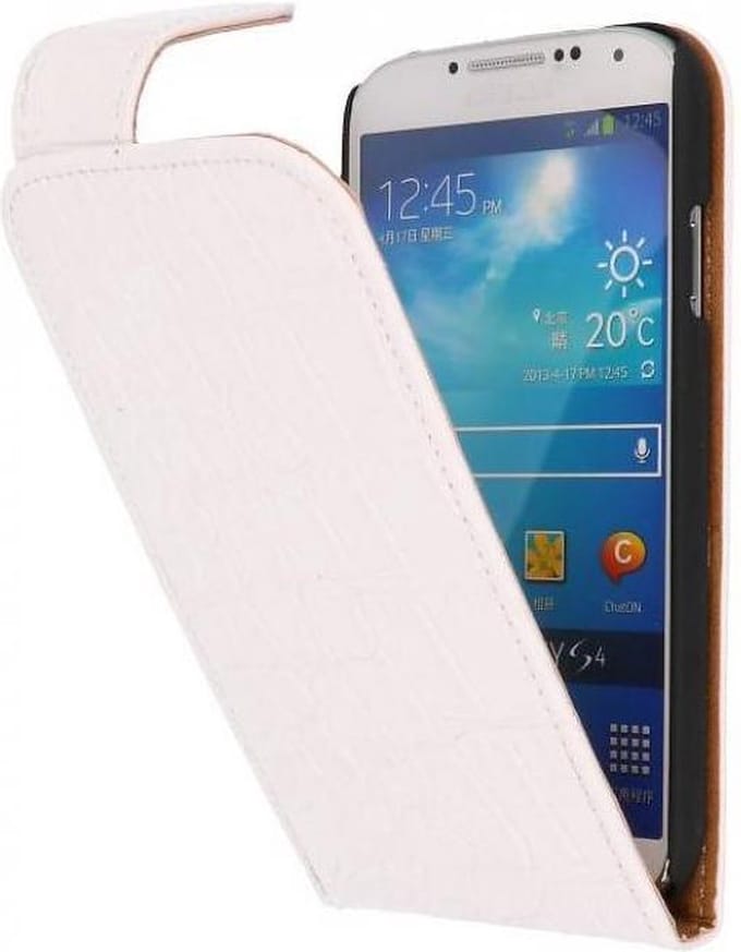 Croco Classic Flipcase Hoesjes - Geschikt voor Samsung Galaxy S4 i9500 Wit