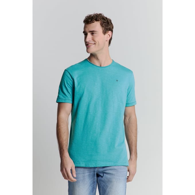 No Excess T-shirt Crewneck Slub Seablue Größe: L | Basic T-Shirts Outlet | Herren | Blau