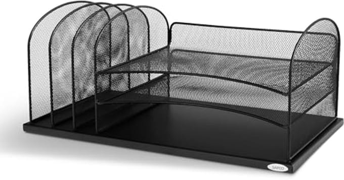 Desk Organizer met 3 Horizontale en 3 Rechtopstaande Secties - Zwart