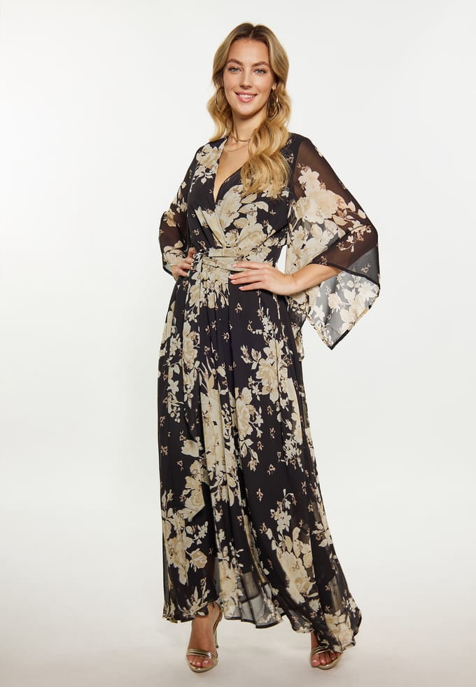 Faina Jurk Dames zwarte bloem