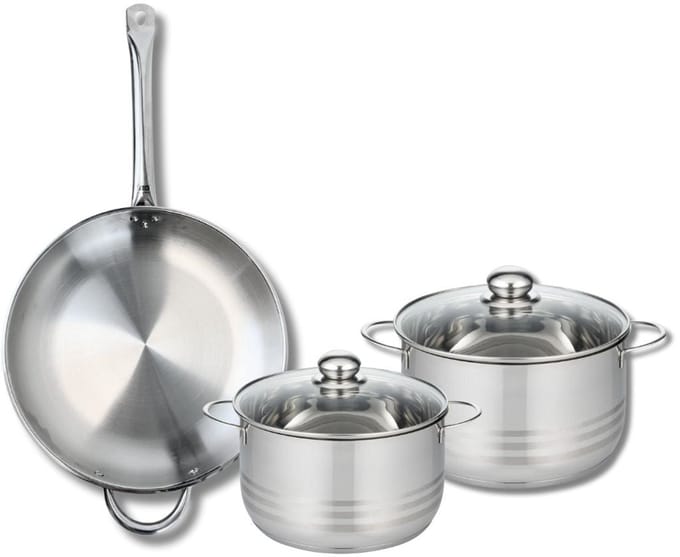 Set van 1 Koekenpan 32 cm en 2 braadpannen 20 en 24 cm Elo Profi Brillant
