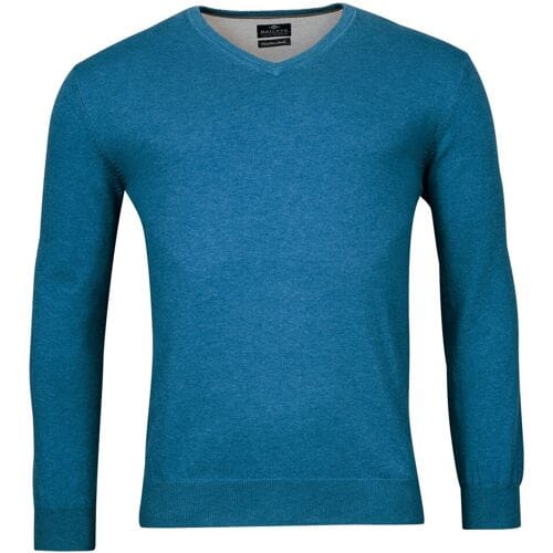 Baileys Trui Uni Color Cotton V-Neck Single Knit Denim Blue / male