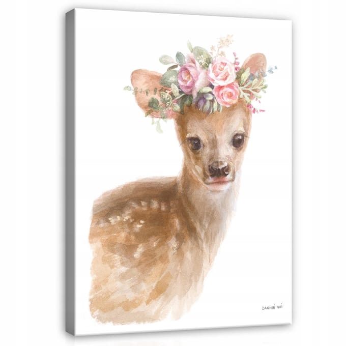 WALLARENA - Canvas schilderij - 60x40 cm - Schilderij van een hert voor de kinderkamer