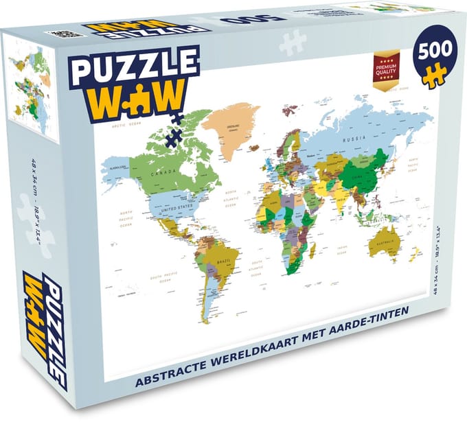 Puzzel Wereldkaart - Aarde - Kleuren - Legpuzzel - Puzzel 500 stukjes