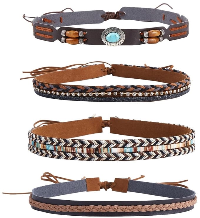 Allecto - Cowboy Hoed - Hoofdband - Handgemaakt kunstleer - Turquoise