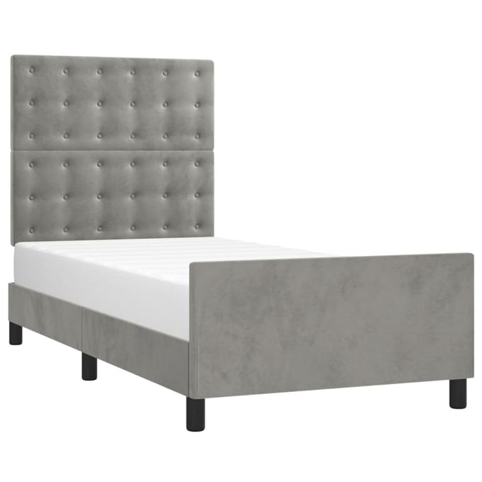 vidaXL - Bedframe - zonder - matras - 80x200 - cm - fluweel - lichtgrijs