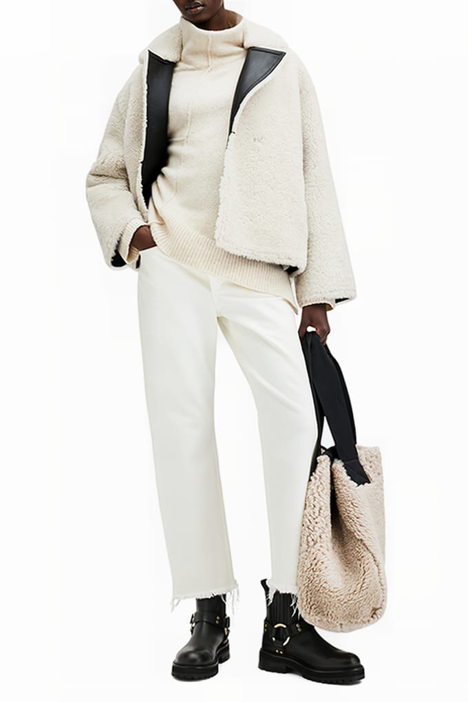 AllSaints Lock Roll Neck Chalk White Taglia: L | Maglioni a maglia Outlet | Donna | Bianco