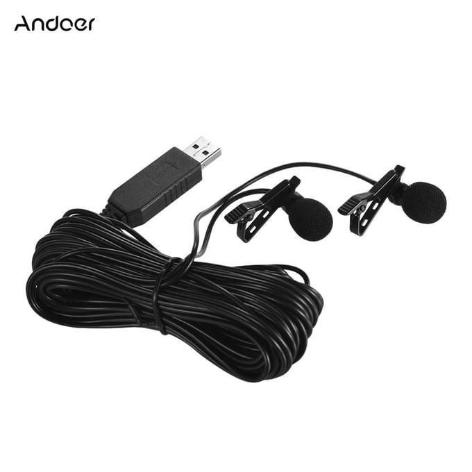 6m/4.5m/1.5m USB Dubbelkoppige Lavalier Reversmicrofoon Clip-on Omnidirectionele Computermicrofoon voor Windows Mac Video Audio Opname 6m cable length