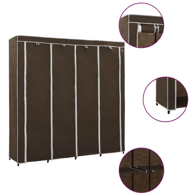 vidaXL - Kledingkast - met - 4 - vakken - 175x45x170 - cm - bruin