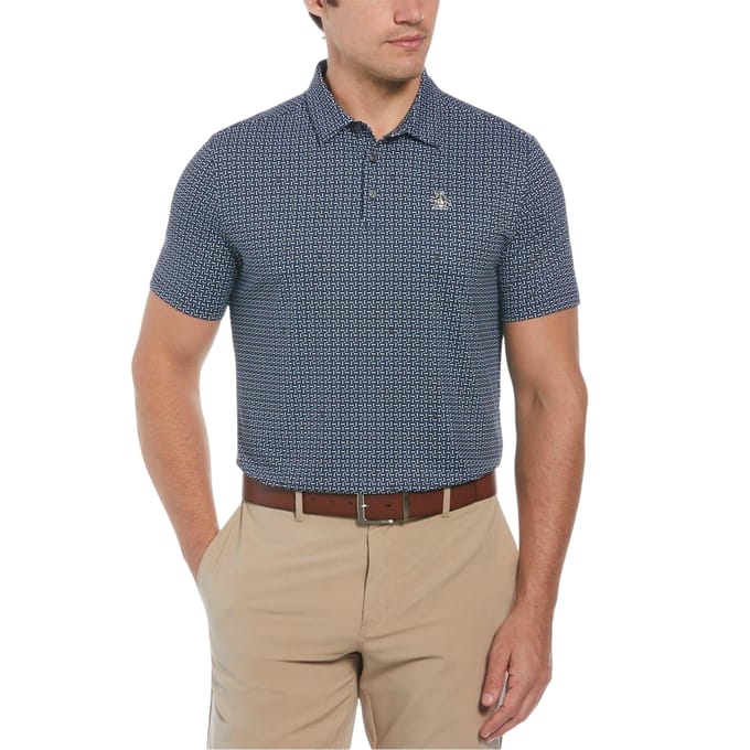 Original Penguin Geometrisch golfpoloshirt voor heren (Kaviaar)