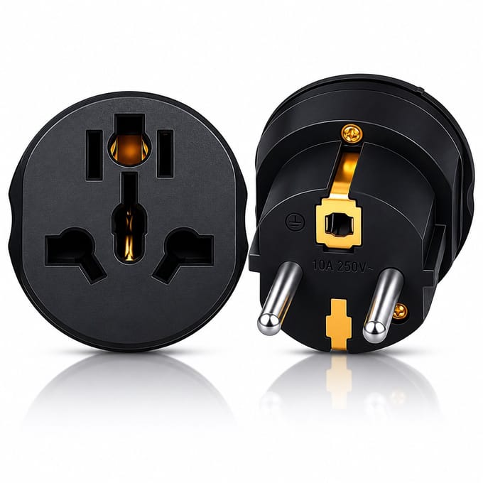 DEGG® - Universele Reisstekker naar EU Adapter - 2 Stuks - 16A - 250V - Zwart